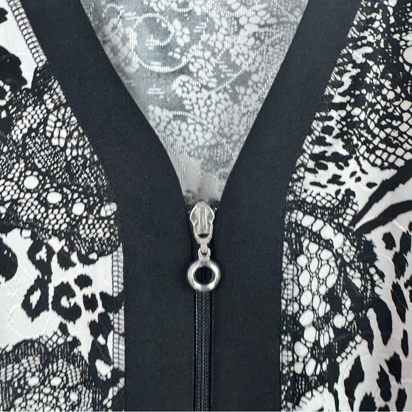 Christopher & Banks Monochrome Patterned Cardigan zip up sweater lace Lacie - Picture 5 of 9